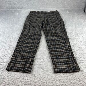 J. Jill Ponte Slim Leg Plaid Pants Black Tan White Womens Medium Petite Pull On